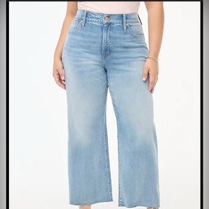 J Crew Wide Leg Crop Denim Jeans 33P Raw Cut Hem